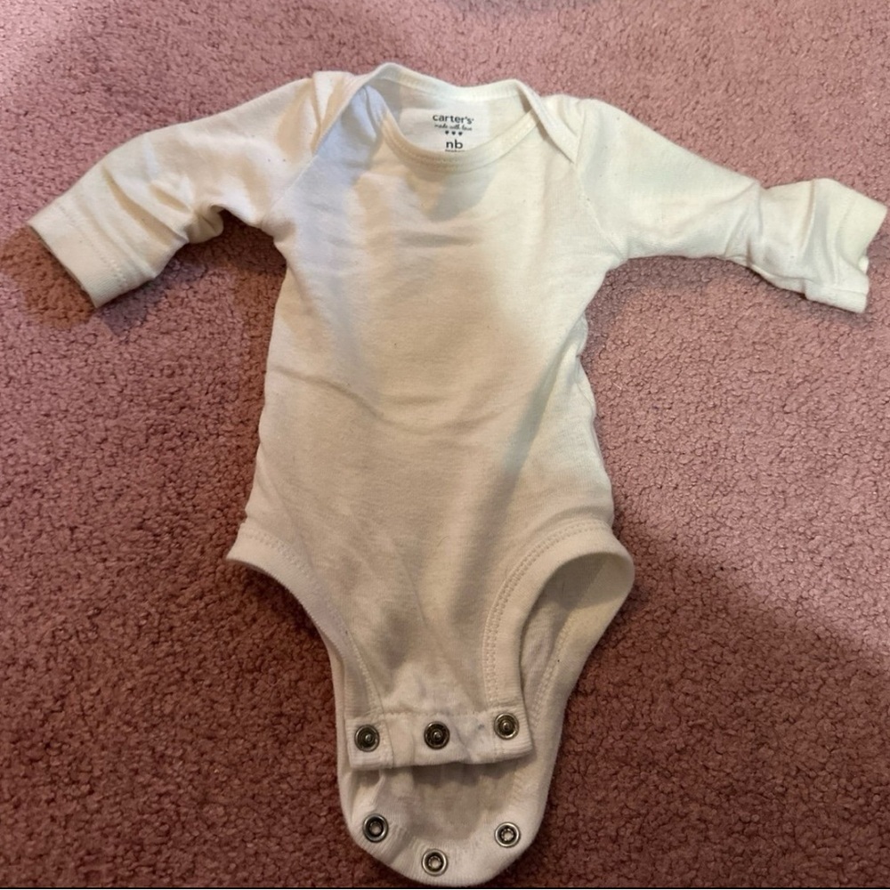 Carter's White Long Sleeve Bodysuit Soft Cotton Snap Closure